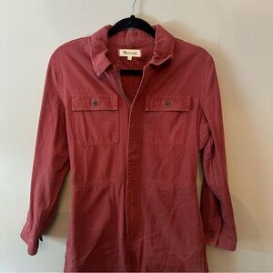 Madewell burgundy denim boiler suit - long sleeve